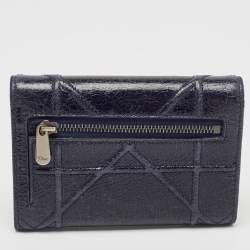 Dior Navy Blue Patent Leather Diorama Trifold Wallet