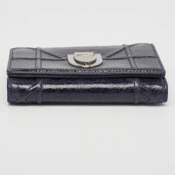 Dior Navy Blue Patent Leather Diorama Trifold Wallet