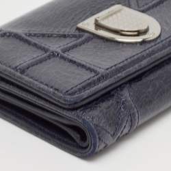 Dior Navy Blue Patent Leather Diorama Trifold Wallet