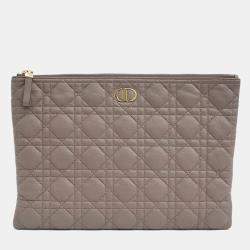 Pre Owned Dior Beige Leather Caro Daily Clutch
