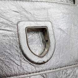 Dior Silver Laminated Leather Medium Diorever Bag