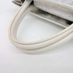Dior Silver Laminated Leather Medium Diorever Bag