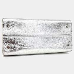Dior Silver Laminated Leather Medium Diorever Bag