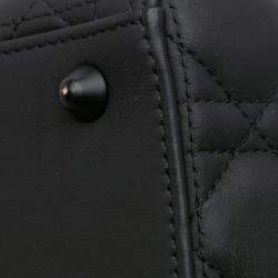 Pre Owned Dior Black Large Ultra Matte Calfskin Cannage Lady Dior