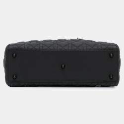 Pre Owned Dior Black Large Ultra Matte Calfskin Cannage Lady Dior