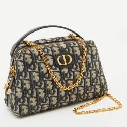 Pre Owned Christian Dior Navy Blue Oblique Canvas 30 Montaigne D-Cosy Mini Bag