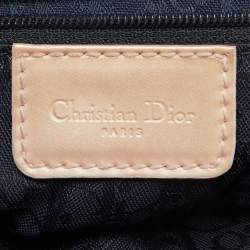 Pre Owned Dior Blue/Beige Denim and Leather Saddle Bag