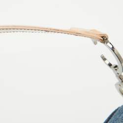 Pre Owned Dior Blue/Beige Denim and Leather Saddle Bag