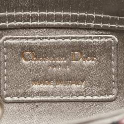 Pre Owned Dior Grey Cannage Satin Micro Beads Embroidered Lady D-Joy Tote