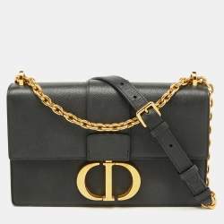 Dior Dark Grey Leather Small 30 Montaigne Flap Shoulder Bag
