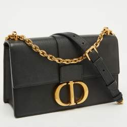 Dior Dark Grey Leather Small 30 Montaigne Flap Shoulder Bag