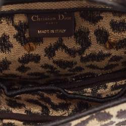 Pre Owned Dior Black/Cream Leopard Print Canvas Embroidered Saddle Bag