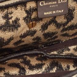 Pre Owned Dior Black/Cream Leopard Print Canvas Embroidered Saddle Bag