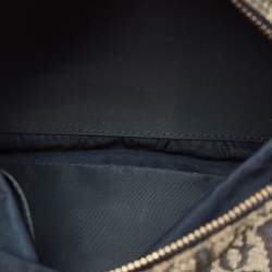 Dior Navy Blue Oblique Canvas and Leather Boston Bag