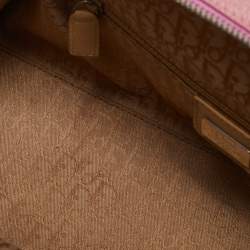 Pre Owned Dior Pink/Cream Leather and Raffia Limited Edition 0405 Floral Detective Satchel