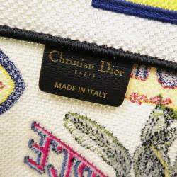 Christian Dior White Canvas Book Large Tote Bag