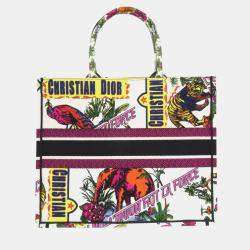 Christian Dior White Canvas Book Large Tote Bag