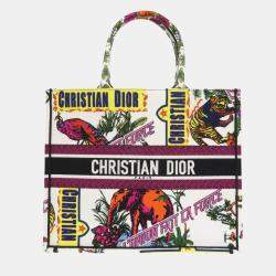 Christian Dior White Canvas Book Large Tote Bag