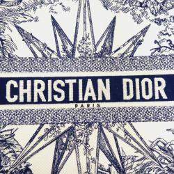 Christian Dior White Canvas Large Embroidered Book Tote Bag