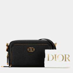 Pre Owned Christian Dior Black Leather Caro Double Pouch Shoulder Bag