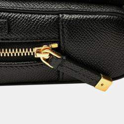 Pre Owned Christian Dior Black Leather Caro Double Pouch Shoulder Bag