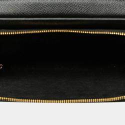 Pre Owned Christian Dior Black Leather Caro Double Pouch Shoulder Bag