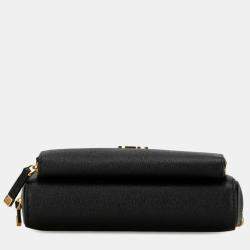 Pre Owned Christian Dior Black Leather Caro Double Pouch Shoulder Bag