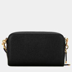 Pre Owned Christian Dior Black Leather Caro Double Pouch Shoulder Bag