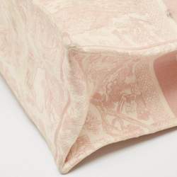Pre Owned Dior Pink/White Embroidered Canvas Large Toile de Jouy Book Tote