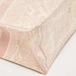 Pre Owned Dior Pink/White Embroidered Canvas Large Toile de Jouy Book Tote