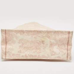 Pre Owned Dior Pink/White Embroidered Canvas Large Toile de Jouy Book Tote