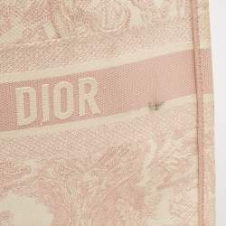Pre Owned Dior Pink/White Embroidered Canvas Large Toile de Jouy Book Tote