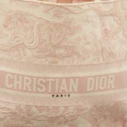 Pre Owned Dior Pink/White Embroidered Canvas Large Toile de Jouy Book Tote