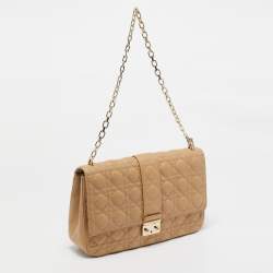 Dior Beige Cannage Leather Large Miss Dior Flap Bag