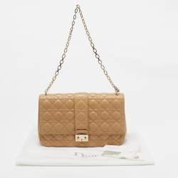 Dior Beige Cannage Leather Large Miss Dior Flap Bag
