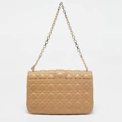 Dior Beige Cannage Leather Large Miss Dior Flap Bag