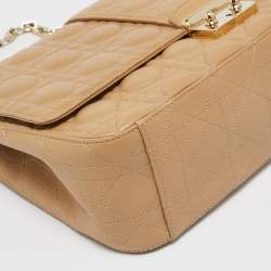 Dior Beige Cannage Leather Large Miss Dior Flap Bag