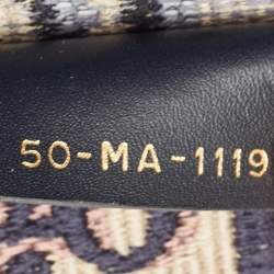 Pre Owned Dior Navy Blue Oblique Embroidered Canvas Medium Book Tote