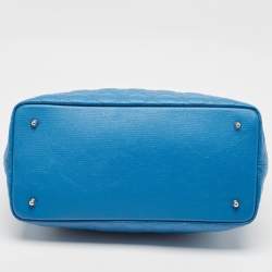 Pre Owned Dior Blue Cannage Coated Canvas Medium Panarea Tote