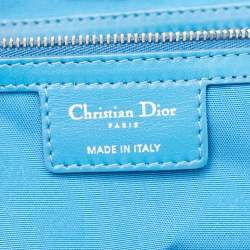Pre Owned Dior Blue Cannage Coated Canvas Medium Panarea Tote