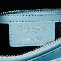 Pre Owned Dior Light Blue Cannage Leather Medium Lady Dior Tote