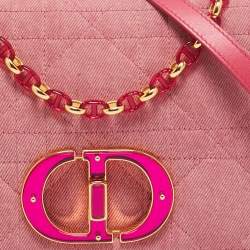 Dior Pink Cannage Denim Medium Caro Shoulder Bag