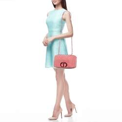 Dior Pink Cannage Denim Medium Caro Shoulder Bag
