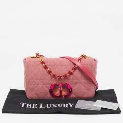 Dior Pink Cannage Denim Medium Caro Shoulder Bag