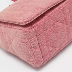 Dior Pink Cannage Denim Medium Caro Shoulder Bag
