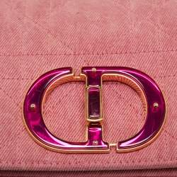 Dior Pink Cannage Denim Medium Caro Shoulder Bag