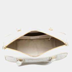 Pre Owned Christian  Dior White Canvas Medium Vibe Bowling Bag