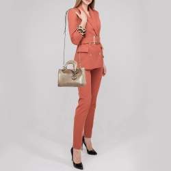 Pre Owned Dior Gold Leather Mini Diorissimo Tote