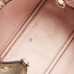 Pre Owned Dior Gold Leather Mini Diorissimo Tote