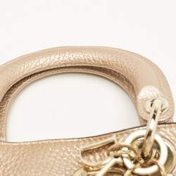 Pre Owned Dior Gold Leather Mini Diorissimo Tote